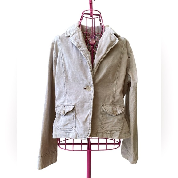 Bill Blass Corduroy Blazer Jacket Women's Petite Large Tan Y2k Preppy Vintage - Picture 3 of 8